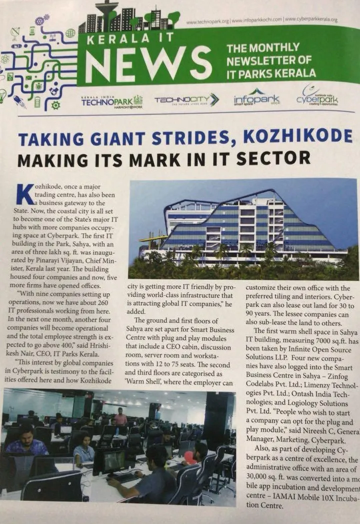 Kerala IT News clipping: Taking Giant Strides, Kozhikode Making Its Mark in IT Sector